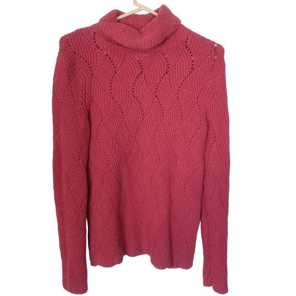 Sundance Womens Pointelle Knit Silk Blend Turtleneck Sweater S Coastal Grandma